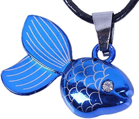 Ujewelry Mens Stainless Steel Leather Necklace Fish Design Pendant Chain 18" 45cm