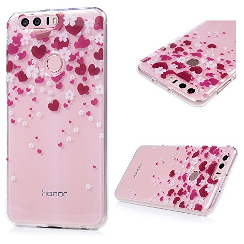 Huawei Honor 8 Case Huawei Honor 8 Schutzhülle YOKIRIN Premium Flexible Slim Fit TPU Silikon Case Cover Handyhülle Handytasche Etui Handycase Ultra Dünn Rutschfest Kratzfest Silikonhülle Blume Liebe