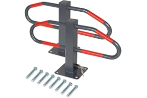 COCUS Heavy Duty Parking Barrier - Foldable Lockable Steel Security Post & 2 Keys | Car Park Bollards for Safety, Garages and Driveway Security, Parking Detterent (2)