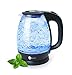 Produktbild 2200 Watt Glas Edelstahl Wasserkocher 1,7 Liter mit LED Beleuchtung 360 Grad, kabellos, Kalkfilter, BPA frei, schwarz