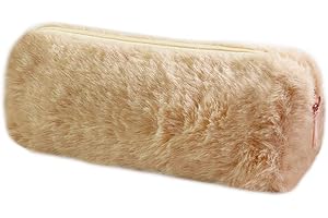 Oneyijun Trousses Scolaires en Peluche pour Enfants - Grande Capacité Souple Organisateur Fournitures Arc-en-Ciel Pochette à Crayons Mignonne pour Fille & Garçon (Marron)