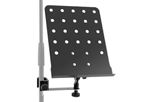 TIGER MSA30-BK Microphone/Music Stand Attachment for Lyrics, Sheet Music, Scores - Clamp Arm with Desk - Black