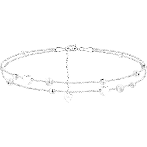 Bracelet De Cheville Argent 925 Étoile - Chaîne Multirangs Ajustable - Cadeau Femme Et Fille
