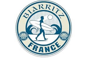JAPANSAI Adesivo Biarritz Francia | Stile Surfer Sticker | Misura 13,5 cm | Per gli amanti del surf e dei surfisti | Decorazioni per camper Moto Van Auto Roulotte