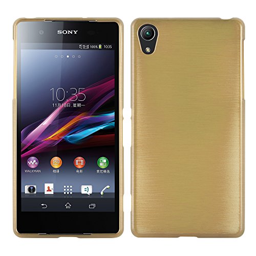 Cadorabo Case works with Sony Xperia Z2 in GOLD - Shockproof and Scratch Resistant TPU Silicone Cover - Ultra Slim Protective Gel Shell Bumper Back Skin