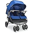 Joovy Scooter X2 Side-by-Side Double Stroller Featuring Dual Snack Trays, One-Handed Fold, Multi-Position Reclining Seats, Adjustable Leg Rests, and in-Seat Storage (Blueberry)