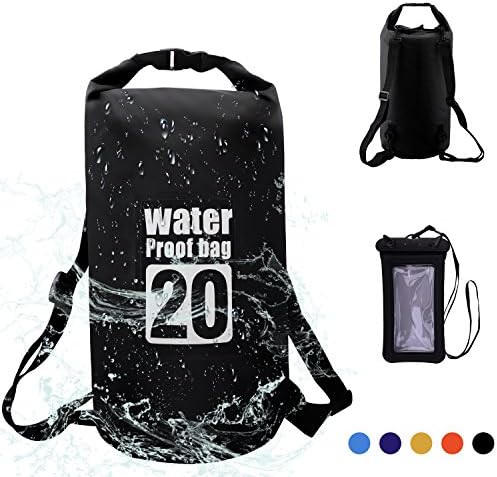 WIN.MAX Dry Bag, Waterproof Bag, Waterproof Floating Dry Sack 5L 10L 15L 20L 30L, With Adjustable Shoulder Strap and Phone Dry Bag for Kayaking, Rafting, Swimming, Camping, Hiking, Beach 7 colors