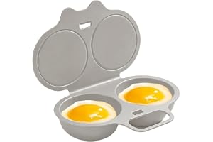 Mikrovågs äggtjuv med lock och handtag, nonstick 2 hålpocherade äggkoppar | Bärbar pocherad äggkokare, snabbvärmande äggkokare i mikrovågsugn, matlagningslösning för hälsosam mat Köksprylar