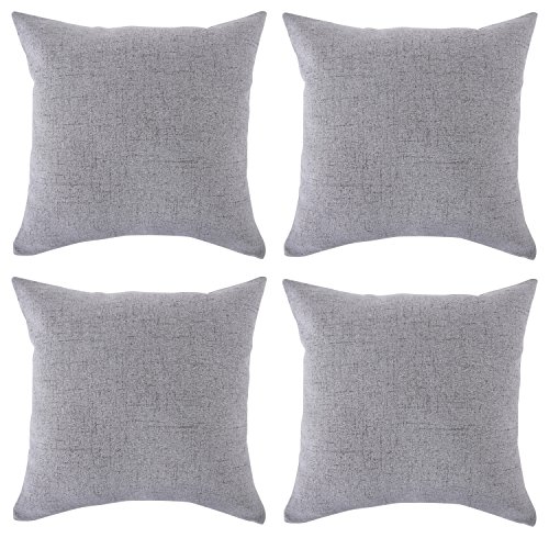 Deconovo 4er Pack Leinenkissenbezug Kissenhülle Kissenbezug 45x45 cm Grau