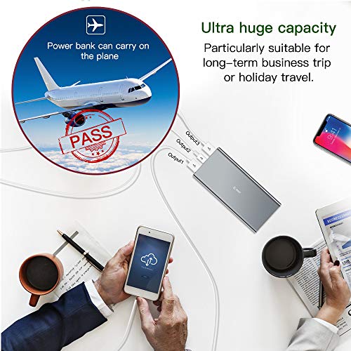 Chargeur Portable  24000mAh  Charge Rapide 3 0   Port USB Type C 3 0 A  EMNT Power Bank avec 4 Ports USB pour Grande Capacit   Batterie Externe Iphone 7 8   X  Ipad  Samsung Galaxy J3   S7   S8  Huawei P10 et autres P  riph  riques USB- Gris Argent  