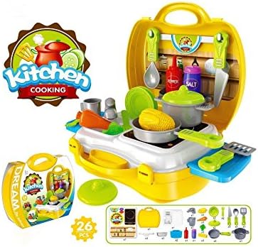 Pretend Play Toys,IBanana 26 pcs Pretend Role Play Food Chef Kitchen Cooking Set Plastic Suitcase Educational Toy for Kids Chilldren Christmas Festival Gift
