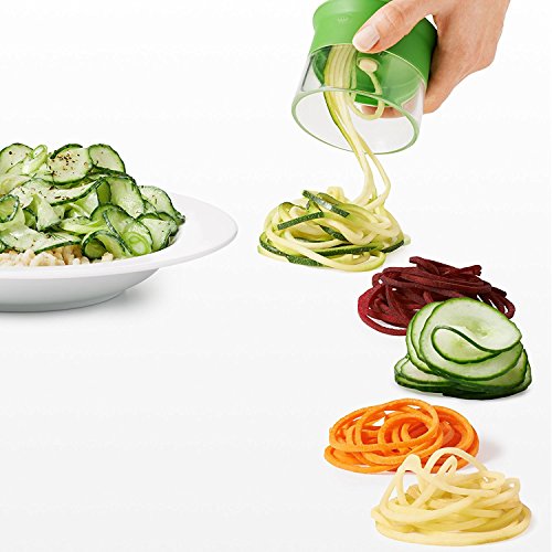SIEGES Spiralschneider für Gemüse Spargel, Gurken und Obst 3 Klingen Schäler Slicer cutter mit Orange Peeler - 5
