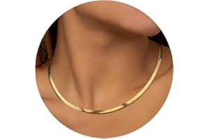 Finrezio Collana Donna Oro a Catena a Serpente Placcata 14K - Acciaio Inossidabile Choker a Strati Regolabile - Girocollo Gioielli 3/5MM(L) 14"/15"/16"(L)