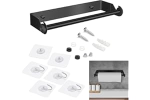 WENRERO Portarotolo Cucina in Acciaio Inox Portarotolo da Cucina Adesivo Porta Rotolo di Carta da Cucina Portarotoli Scottex Cucina Senza Forature Portarotolo da Cucina a Parete 28CM con Ganci Adesivi