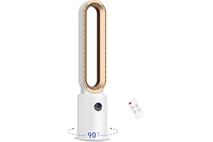 REBONGKI Turmventilator, Rotorlos Ventilator mit Luftreiniger, Turmventilator sehr Leise, 24 Stufen Tower-Ventilator, 12H Timer, Oszillierend LED-Anzeige, Turmventilator mit Fernbedienung für Zuhause