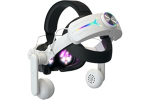 USPER Meta Quest 3 Elite strap, 8000mAh Battery Head Strap Accessories for Meta Quest 3 with Earphone and RGB Colorful Lights, VR Accessories Game Charging VR Replacement Headband for Meta Quest 3