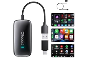 OTTOCAST 2025 Play2Video Ultra AI Box con YouTube/Netflix, Adattatore CarPlay e Android Auto Wireless, Plug & Play, chip 5G e WiFi6, 4 GB + 32 GB per Veicoli con CarPlay Cablato dal 2016