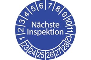 SCHILDERKRÖTEN 50 x Prüfplakette / Sicherheitsplakette 30 mm Durchmesser (Nächste Inspektion - blau - weiß)