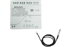 MHCOZY Tuya WIFI Interrupteur intelligent de capteur de température sans fil, application Remote Clean, fonctionne avec Alexa Google home (température, 4CH)