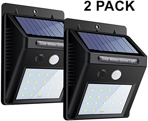 Solar Lights 2 PACK, 20 LEDs Motion Sensor Wall Light by PreferLED, Bright Security Night Lights , Waterproof Wireless Spotlight for outdoor, Yard, Garden, Driveway, Tree, Patio,Stairs, Pool Area