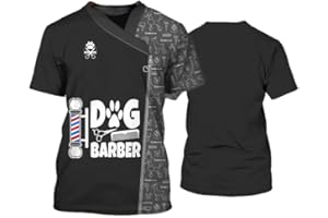 KEEPMORE Pet Groomer Camicia Uomo Donna Animale Cane Groomer 3D Stampato T-Shirt Unisex Grooming Uniforme Manica Corta Top Moda Estiva O Collo Abbigliamento da Lavoro Tees