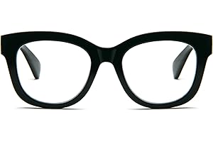 MMOWW Oversized Reading Glasses for Women Blue Light Blocking with Spring Hinge Computer Readers Ladies (Black, +2.5)