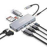 Hub USB C Adaptateur USB C 10-en-1 Onshida vers HDMI 4K, Ethernet RJ45, VGA, Type C PD 87W, 3 x USB 3.0, Lecteur de Carte SD&TF, 3.5mm AUX Jack pour Macbook, Google ChromeBook, Portables Windows USB C