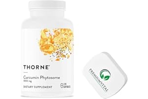 PremiumVital, Thorne Research, Curcumin Phytosome 500mg, 120 Vegan Capsules, with Practical Pill Box, Lab-Tested, Soy-Free, Gluten-Free, Non-GMO