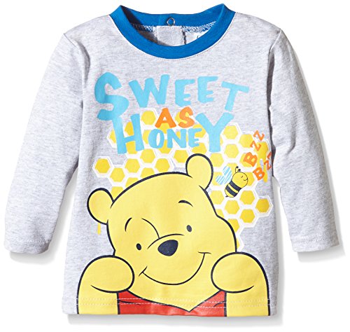 Disney Baby-Boys Winnie the Pooh Sweet as Honey Long Sleeve Polo Shirt, Grey, 9-12 Months (Manufacturer Size:12 Months)
