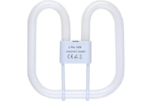 B4U GR8 16W 2 Pin Light Bulbs, Compact Fluorescent Light, GR8 2D Square Bathroom Light Bulb, CFL Low Energy Ceiling Light Bulb, 2D Flat Butterfly Bulb for Flush Ceiling Lamp, Warm White 3500K, 960LM