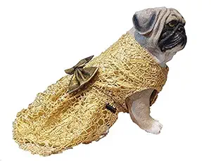 Kitty & The Woof Gang Gold Spider Net Dress with Shantoon Lining and a Gold Lycra Bow for Dog, Cat and Puppies | Size XS
