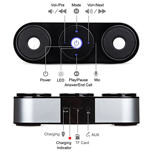 ZENBRE Altavoz Bluetooth  Z3 10W Altavoz Inal  mbrico Port  til hasta 20 Horas de Reproducci  n  Parlante para Computadora Dual-Driver con Potentes Graves Incluidos  Plateado 