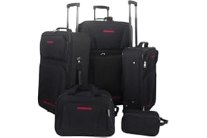 5 Piece Travel Luggage Set (Black)