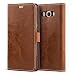 Produktbild Mulbess Schutzhülle Ledertasche im Kartenfach Bookstyle für Samsung Galaxy J7 Duos 2016 (5,5 Zoll) Tasche Hülle Leder Etui Schale,Cognac Braun