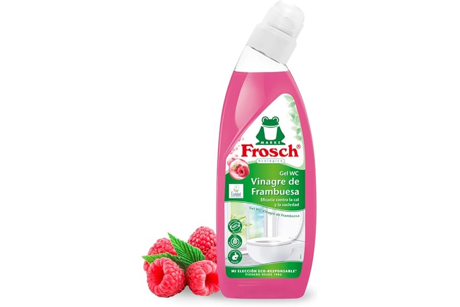 Frosch - Gel WC Ecológico, Limpiador de Cal y Residuos Para Inodoro, Higienizante con Vinagre Frambuesa - 750 ml