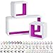Produktbild WOLTU RG9229la-1 3er Set Lounge Cube Regal Retro Schweberegal Wandregal Bücherregal, MDF Holz, Weiß-Violett
