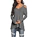 Produktbild Jacken, Mäntel & Westen Honestyi Damen Casual V Ausschnitt Tops Langarm Cold Shoulder T Shirt T Shirt(M,Grau)