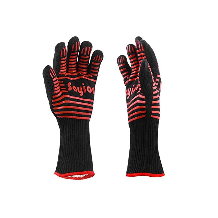 Soyion Premium Ofenhandschuhe 2er Set Bis Zu 500 C Khler Und Angenehmer Schutz Vor Hitze En407 Beglaubigte Grillhandschuhe Extra Lange Topfhandschuhe Fr Extreme Sicherheit