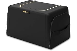 Ergocar Organizer do bagażnika 1680D Oxford, wielofunkcyjny, na tylne siedzenie, 3-krotny rozmiar, składany, do bagażnika samochodowego / ciężarówek / SUV (czarny, 30 l, bez kieszeni bocznych)