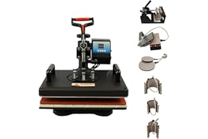 SIGNZWORLD Transferpresse Hitzepresse 38x30cm Textilpresse 8 in 1 T-Shirt Heat Press 360 Grad Schwenkbar DIY Mulitifunktional Heißpresse Maschine Sublimation Wärmepresse mit Doppelte Digitalanzeige