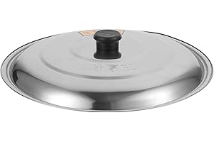 MAGICLULU Pan Lid 33cm Pot Cover Frying Pot Replacement Cover Stainless Steel Pot Cover Cooking Pan Lid Skillet Wok Lid Round Knob Handle Anti- Scald Pot Lid