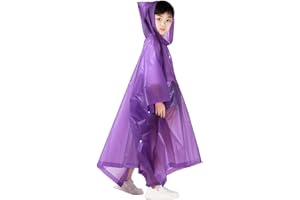 VJUYSW Enfants Poncho de Pluie, Réutilisable EVA Manteau de Pluie, Pliable Transparent Cape de Pluie, pour L'école Voyage Randonnée Cyclisme Extérieur
