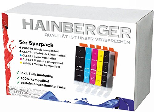 5x Hainberger XXL Patronen für Canon Pixma MG5750 MG6850 MG7750 PGI-570/CLI-571
