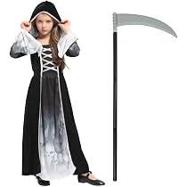 Aitsite Sensenmann Kostüm Für Kinder – Mit Umhang, Maske, Handschuhen & Sichel, Für Halloween & Mottopartys
