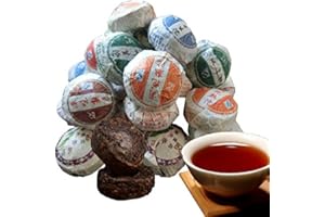 HELLOYOUNG 10 Piezas Puer Tea China Crudo y Cocido Tuocha Mini Pu'er 60g (0.13LB) - Té Verde, Negro, Chino, Crudo, Maduro, Cocido, Rojo - Comida Saludable