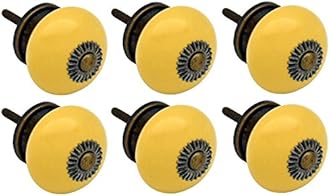 Nicola Spring Round Ceramic Cabinet Knobs - Yellow - Pack of 6