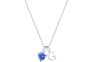 Astellea Collana con Iniziale in Acciaio Inossidabile per Ragazze e Donne-Elegante Pietra di Nascita Blu-Regalo per Compleanni Natale o Laurea per Amiche Sorelle e Figlie