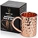 Produktbild Moscow Mule Kupferbecher x 1 Handgemacht aus 100% Kupfer 16oz Becher in Roosevelt Optik mit Hammerschlag-Effekt in Geschenkbox Glänzendes Küchenbecherzubehör für Trinken Essen & Unterhaltung
