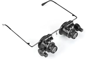 EJOYOUS Occhiali per Lavori Dettagliati, Lente D'ingrandimento 20X per Riparazione di Orologi Lente D'ingrandimento per Montaggio Sulla Testa, Lente D'ingrandimento per Occhiali con Luce LED Regolabile per Ri