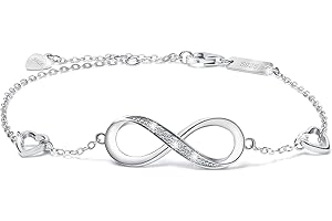 Aucuu Bransoletka damska ze srebra wysokiej próby 925, prezent dla kobiet, dziewcząt, mamy, błyszcząca cyrkonia, bransoletka przyjaźni, regulowana, na jubileusz, urodziny, spersonalizowany prezent